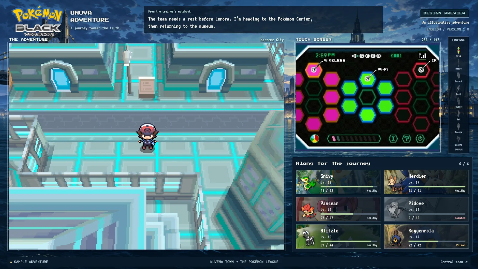 Pokémon Black dual-screen layout