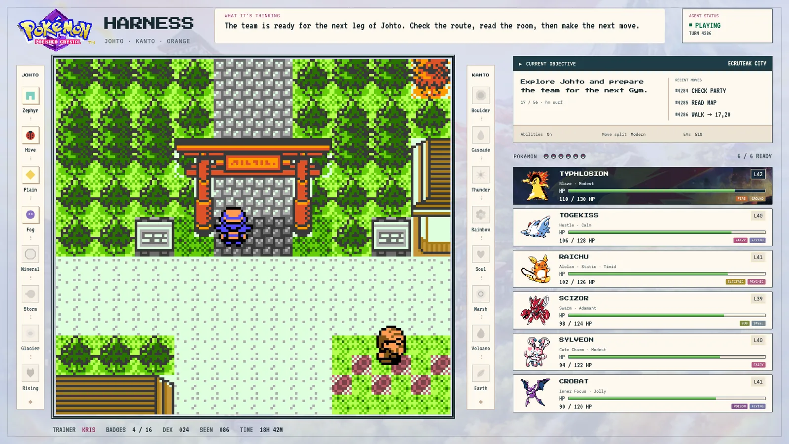 Polished Crystal layout with live gameplay
